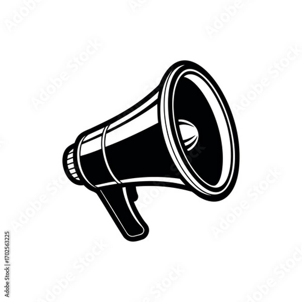 Fototapeta Monochrome vector illustration of a classic megaphone perfect for announcements silhouette vector