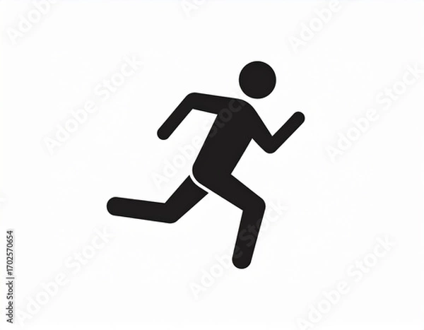 Fototapeta Minimal black silhouette of an athlete running. Ideal for fitness, sports events, and exercise design projects.