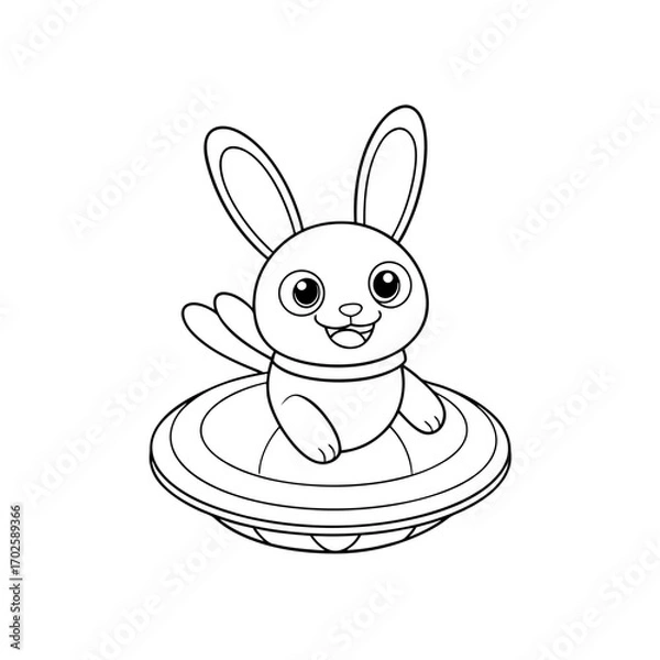 Fototapeta Smiling Bunny Bouncing Coloring Page