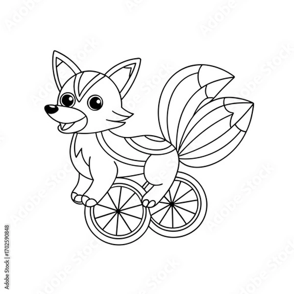 Obraz Happy Fox Balancing On Coloring Page