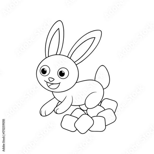 Obraz Smiling Bunny Hopping Coloring Page