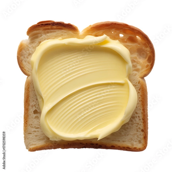 Fototapeta Toast bread slice with butter isolated on transparent background