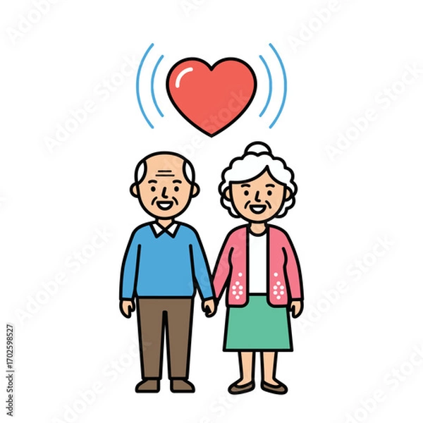 Fototapeta Elderly with Heart Icon