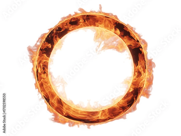 Fototapeta orange circle fire frame isolated on transparent background