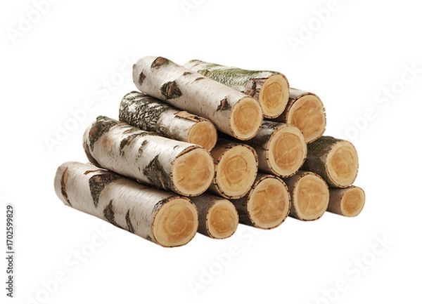 Fototapeta Stacked firewood logs isolated on transparent background