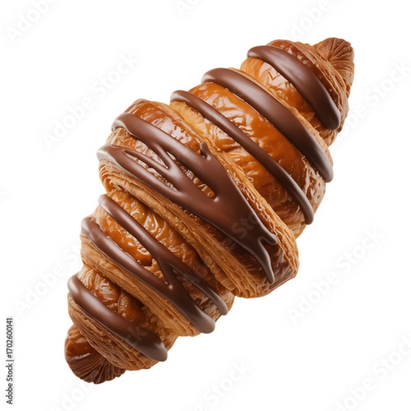 Fototapeta Chocolate croissant isolated on transparent background