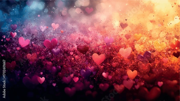 Fototapeta Background of hearts. Template cover with hearts, valentine. Valentine's day background print. Card with hearts. 	