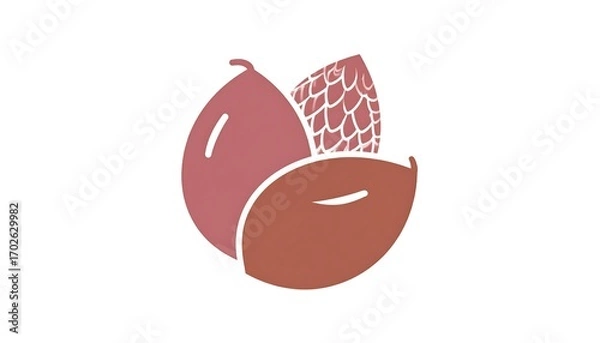 Obraz Three stylized, reddish-brown fruit/nut elements