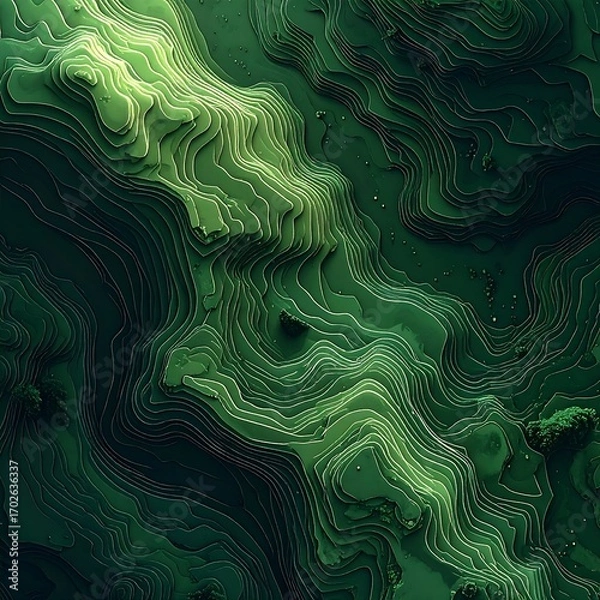 Obraz Abstract layered green landscape