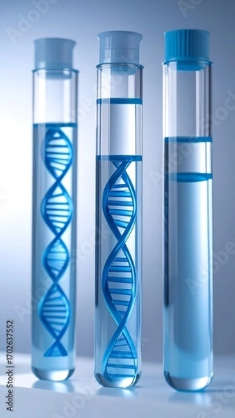 Obraz Three test tubes with DNA strands