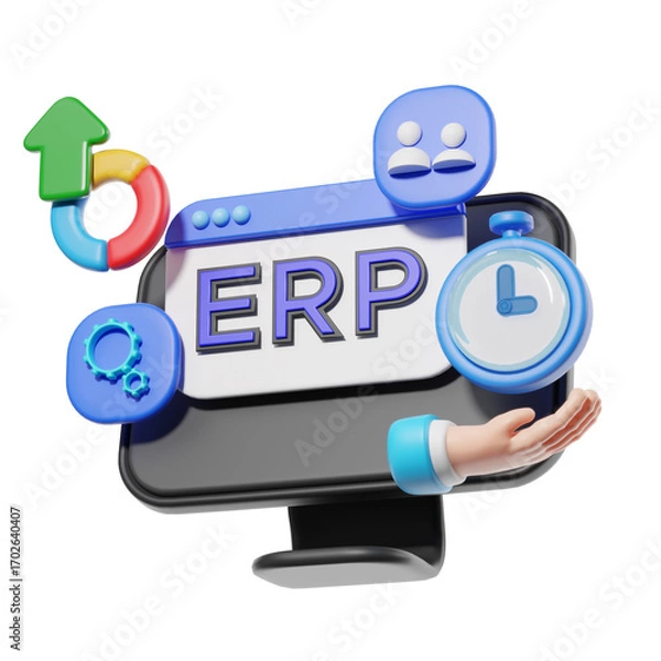 Obraz ERP screen with integrated "Pay" button. 3d illustration.