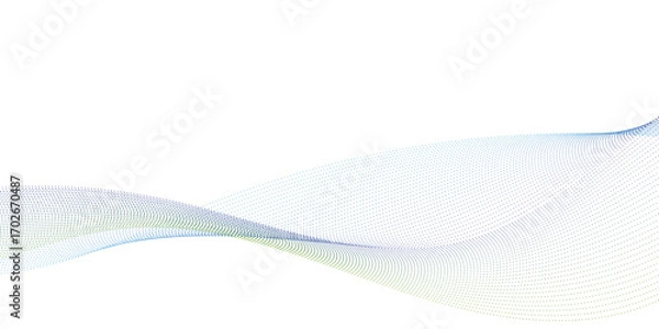 Fototapeta Flowing Dot Wave halftone gradient pattern on transparent background and uniquely formed abstract blob outlines made with dotted waves.