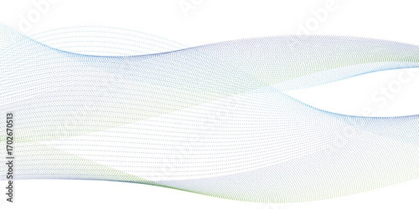 Fototapeta Flowing Dot Wave halftone gradient pattern on transparent background and uniquely formed abstract blob outlines made with dotted waves.