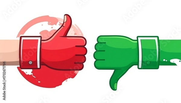 Obraz Thumbs up and down, approval and disapproval