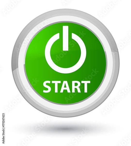 Obraz Start (power icon) prime green round button