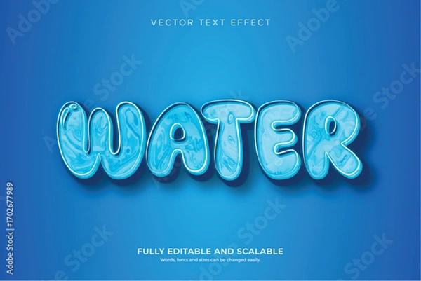 Fototapeta Water Style 3D Editable Text Effect Vector Typography 