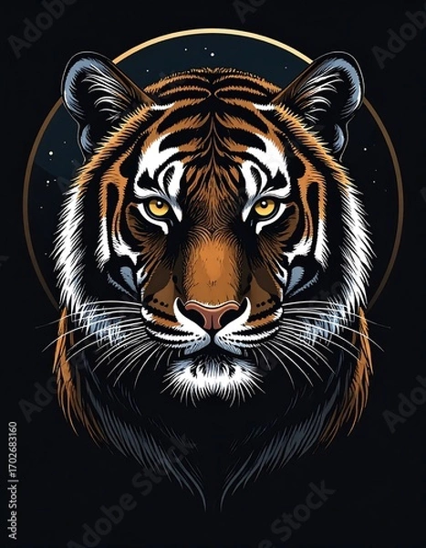 Obraz Tiger portrait, cosmic backdrop