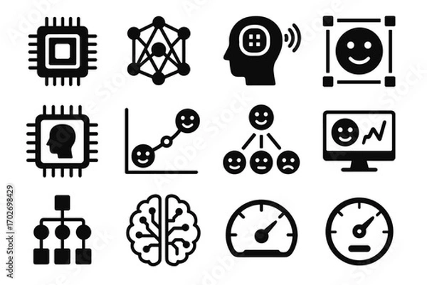Obraz Input chip emotion model sensor ai vector icon recognition processor meter data
