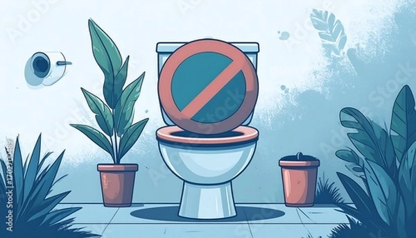 Obraz Toilet with a no entry sign