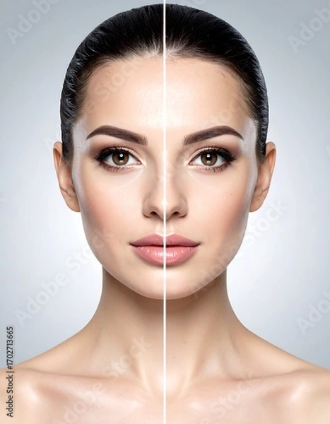 Obraz Woman's face, before and after