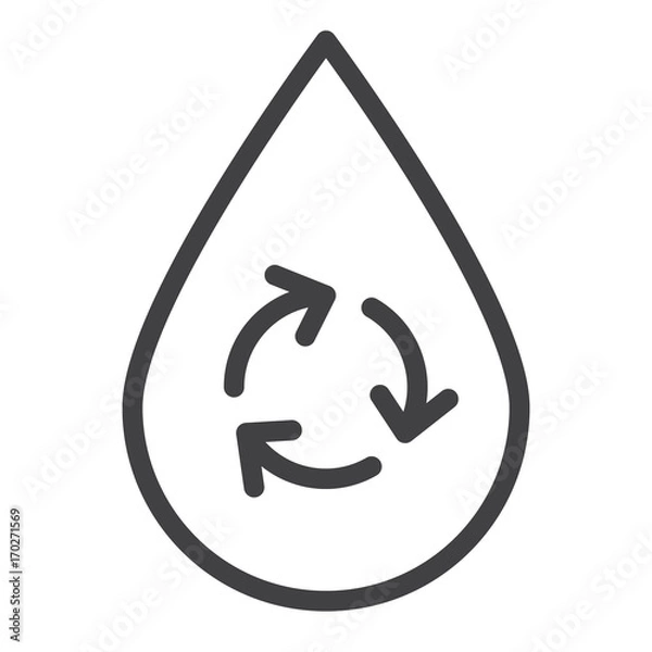 Obraz Recycle water line icon, outline vector sign, linear style pictogram isolated on white. Symbol, logo illustration. Editable stroke. Pixel perfect graphics