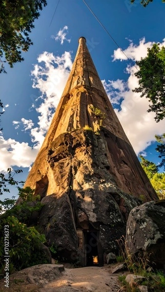 Obraz Tower structure amidst rocks and trees