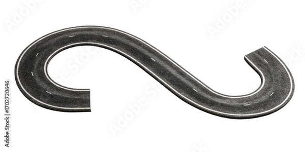 Obraz Winding asphalt road isolated on transparent background