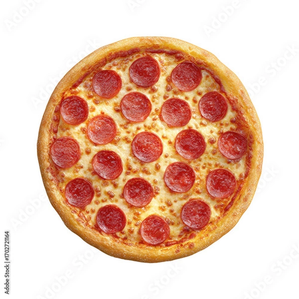 Obraz Round pepperoni pizza, top view