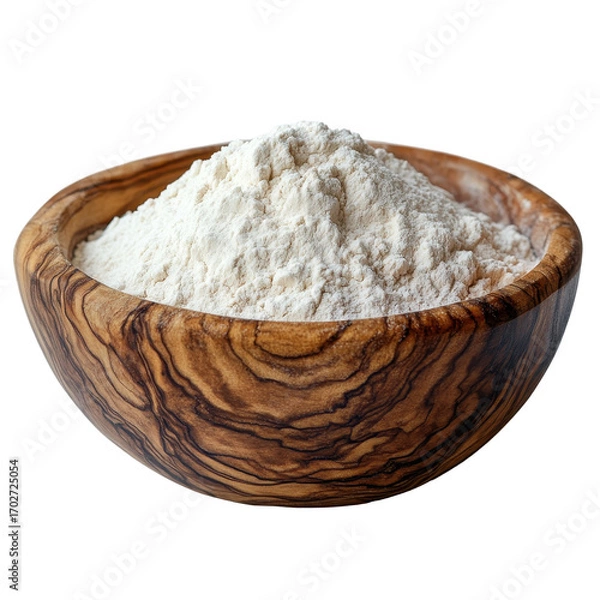 Obraz Wooden bowl with wheat flour isolated on transparent background