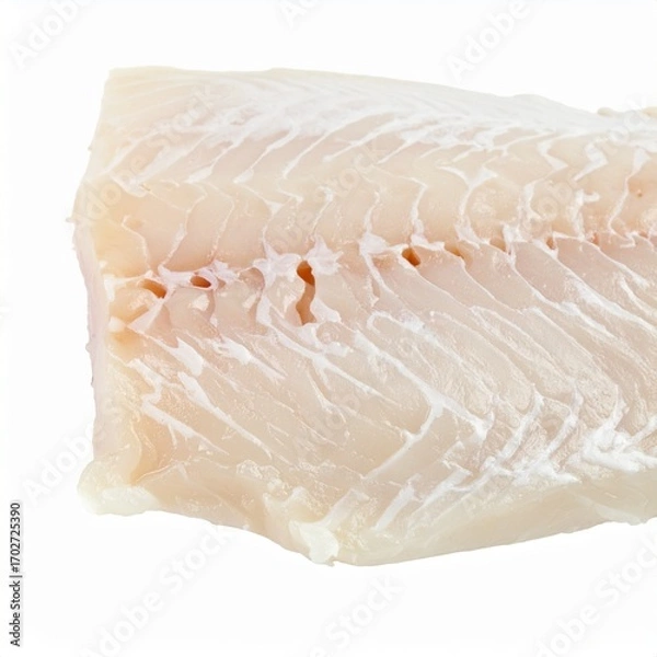 Fototapeta Haddock Fillet on Isolated White Background – North Atlantic White Fish with Firm Texture and Bright Lighting
