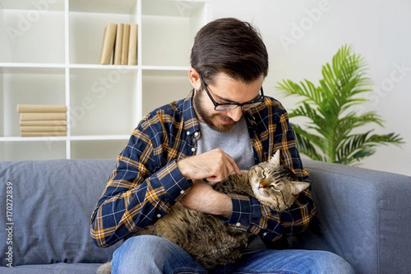 Obraz Man with a cat