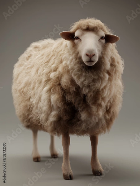Fototapeta Curly Wool Sheep Looking At Camera