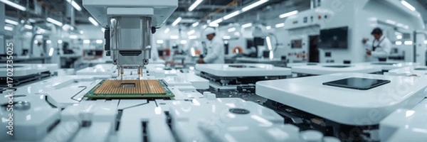 Fototapeta production of processors and motherboards in a modern high-tech factory