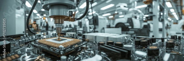 Fototapeta production of processors and motherboards in a modern high-tech factory