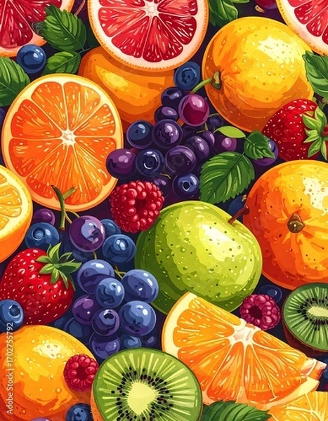 Fototapeta Colorful fruit pattern