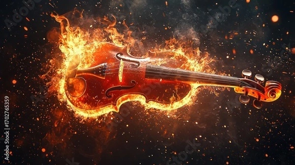 Obraz Violin in flames