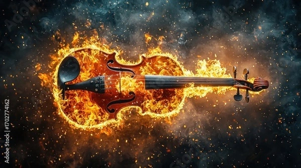 Obraz Violin in flames