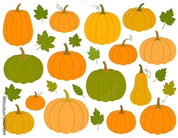 Obraz Autumn pumpkins and leaves (2)