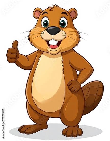 Obraz Cartoon beaver giving thumbs up