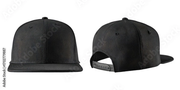 Obraz Dark gray/black baseball cap, front and back views