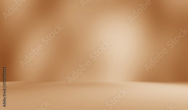 Fototapeta Empty brown golden room studio with shadow of leaves for product presentation. Autumn background. Summer tropical backdrop. Cosmetic showroom.