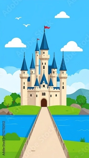 Obraz Fairytale castle by a river