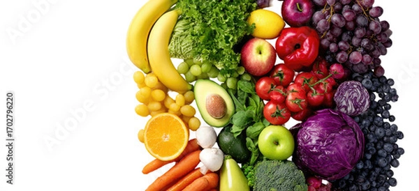 Obraz Colorful assortment of fresh fruits and vegetables
