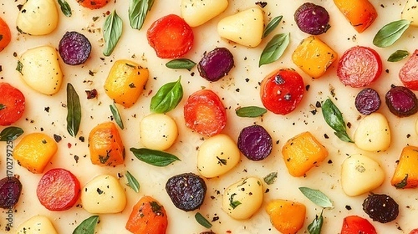 Fototapeta salad with tomatoes and cucumbers