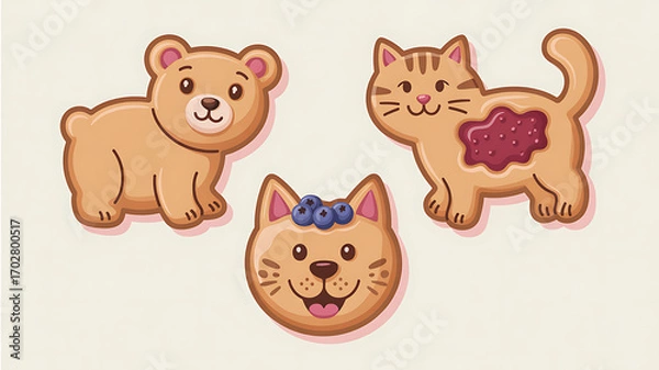 Obraz Animal Cookies Vector on White Background