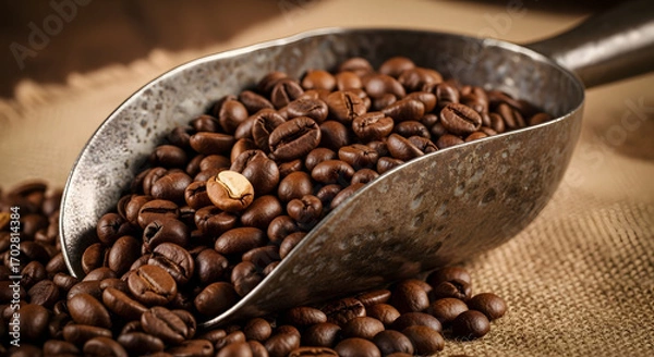 Obraz Scoop of Coffee Beans Close-Up