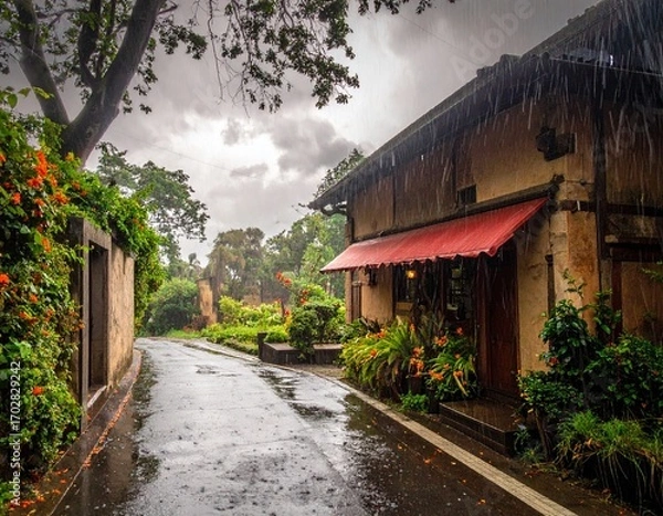 Obraz old abandoned house, It's raining outside