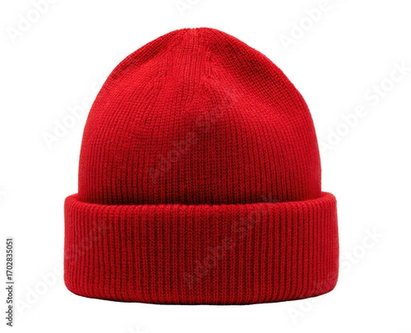 Obraz Red ribbed knit beanie