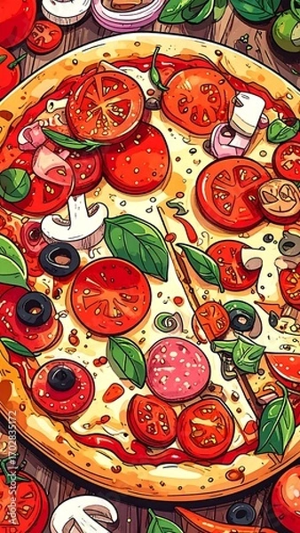 Obraz Pizza with toppings