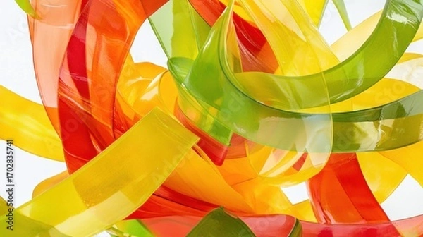Obraz Abstract Composition of Vibrant, Translucent, Overlapping Color Ribbons